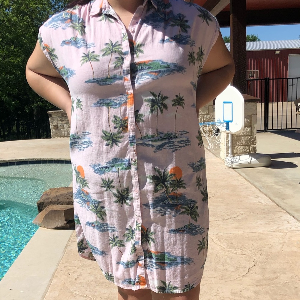 Long Button Down Hawaiian Dress | XL